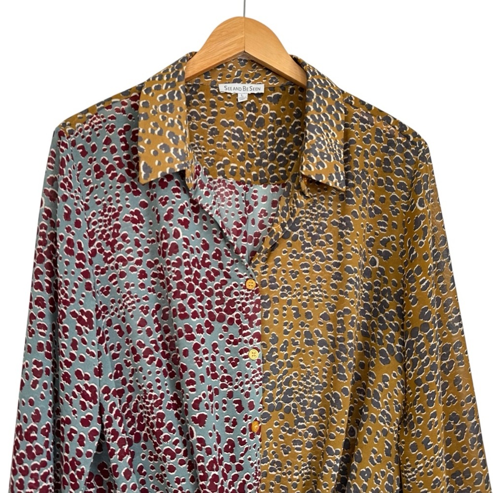 See And Be Seen Womens Animal Print Long Sleeve Top Sz Large Popover Long Sleeve - Picture 3 of 7